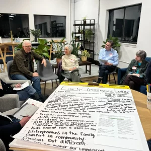 "7 word bios," a group activity which encouraged participants to describe their relationship to immigration history in 7 words.