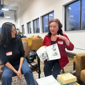Jennifer shares a photograph of the Dublin Spring Water Boy monument in Paterson. Participants at the Great Falls Center Dialogue discussed how a monument should honor and represent the impact of immigrant labor in the Paterson area.